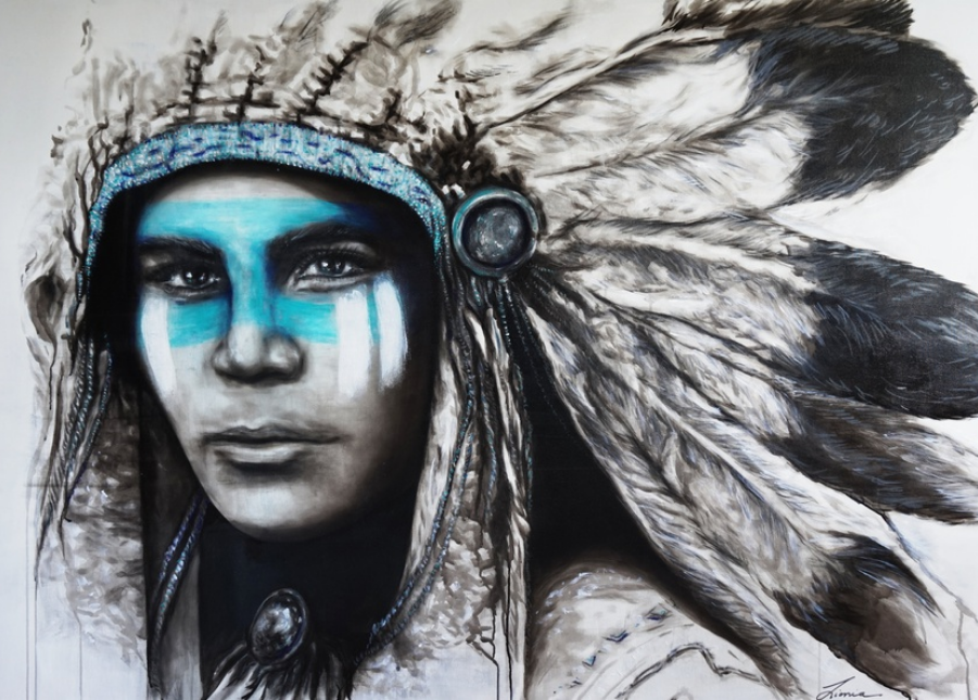 Blue Chief - Native Indian portrait. Limited Edition