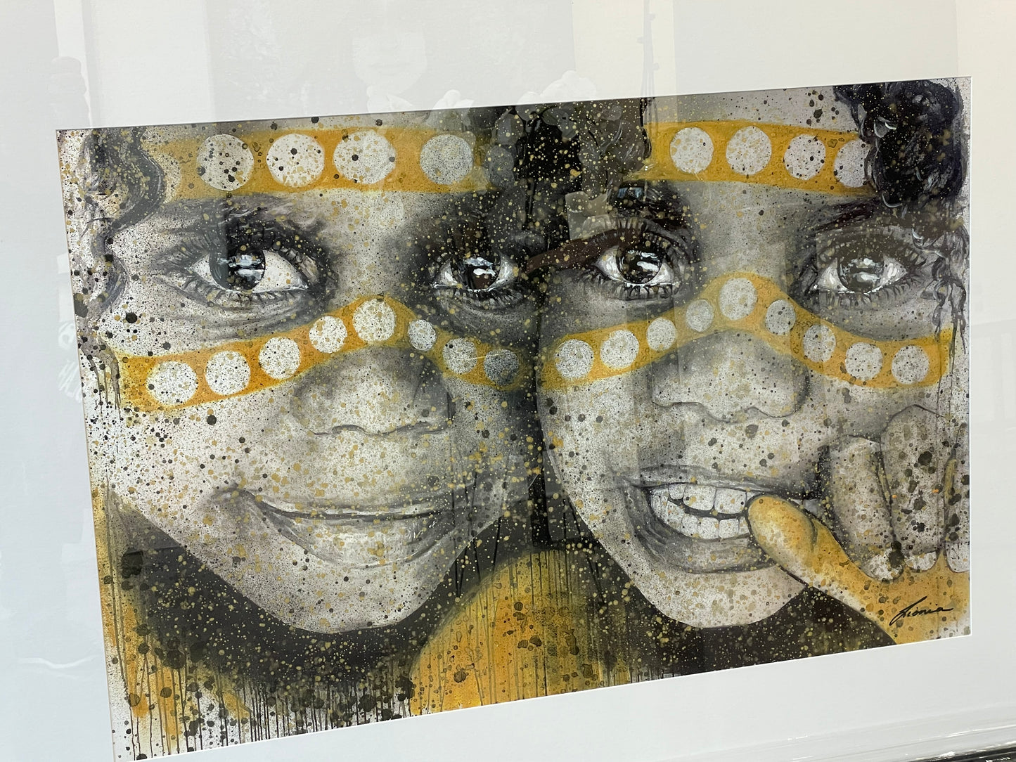 Ochre Dreamtime children - Deluxe/sold. Enquire to get a custom work.