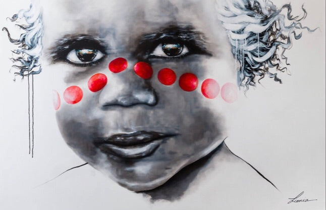 Red Heart. Aboriginal child. Ltd Edition Print - framed / unframed