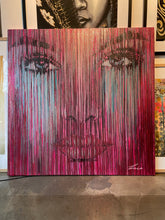Multiverse candy - Stunning portrait of a strong woman. Large scale 1.4x1.4m stretched canvas painting.
