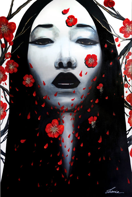 Blossom - Portrait of a woman with blossoms - available framed or unframed