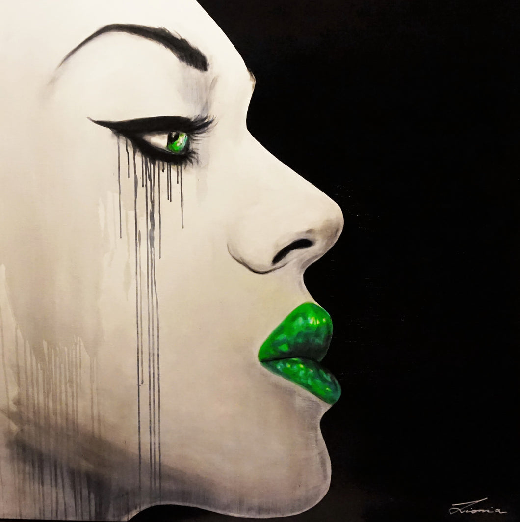Oxygen. Profile of a woman w green lips. Ltd Ed print - framed or unframed