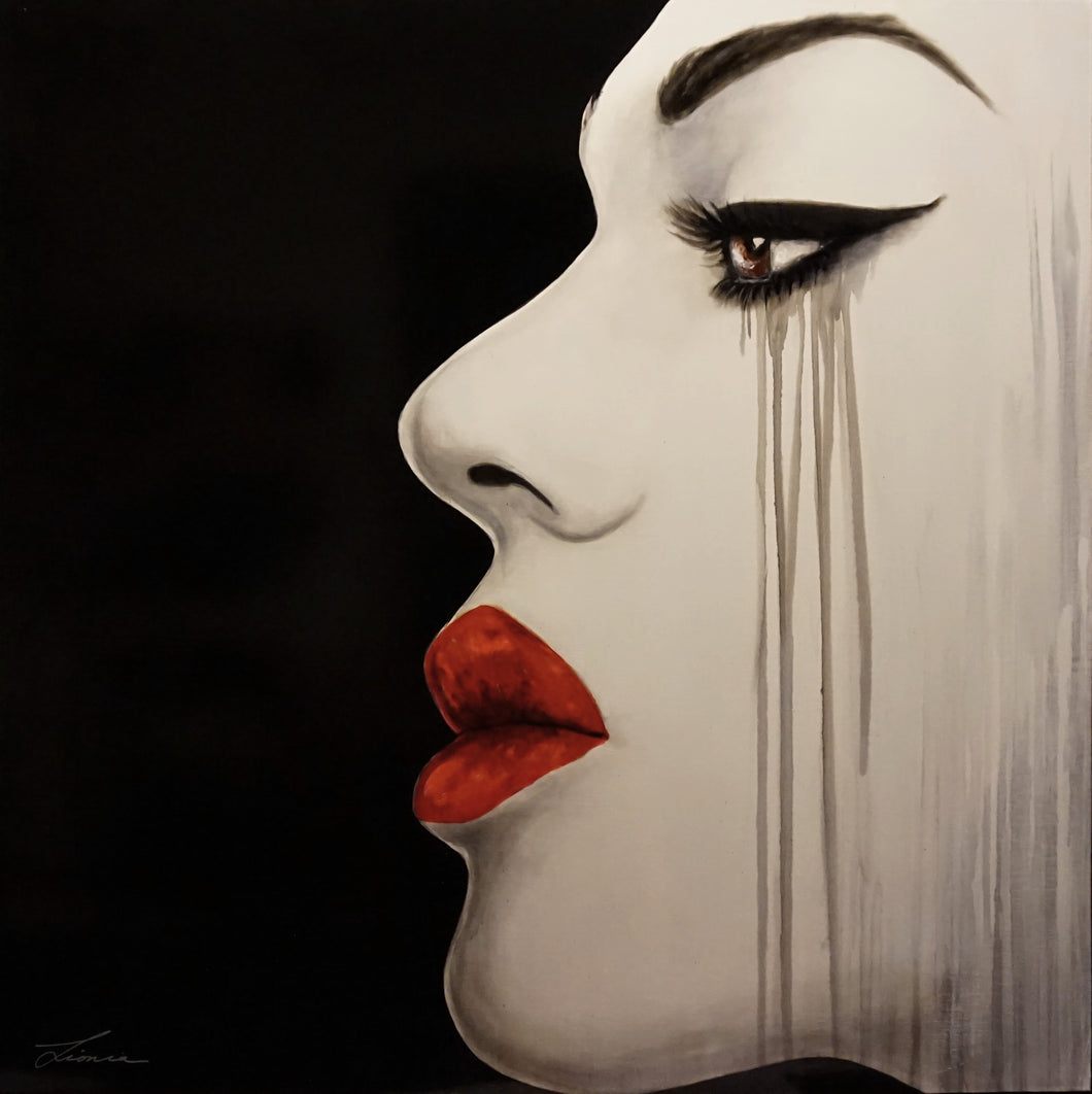 Pulse. Profile of a woman w red lips. Ltd Ed print - framed or unframed