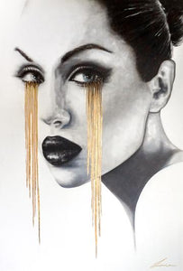 Golden Lessons - Portrait of woman with gold leaf. Limited Edition Print, framed or unframed
