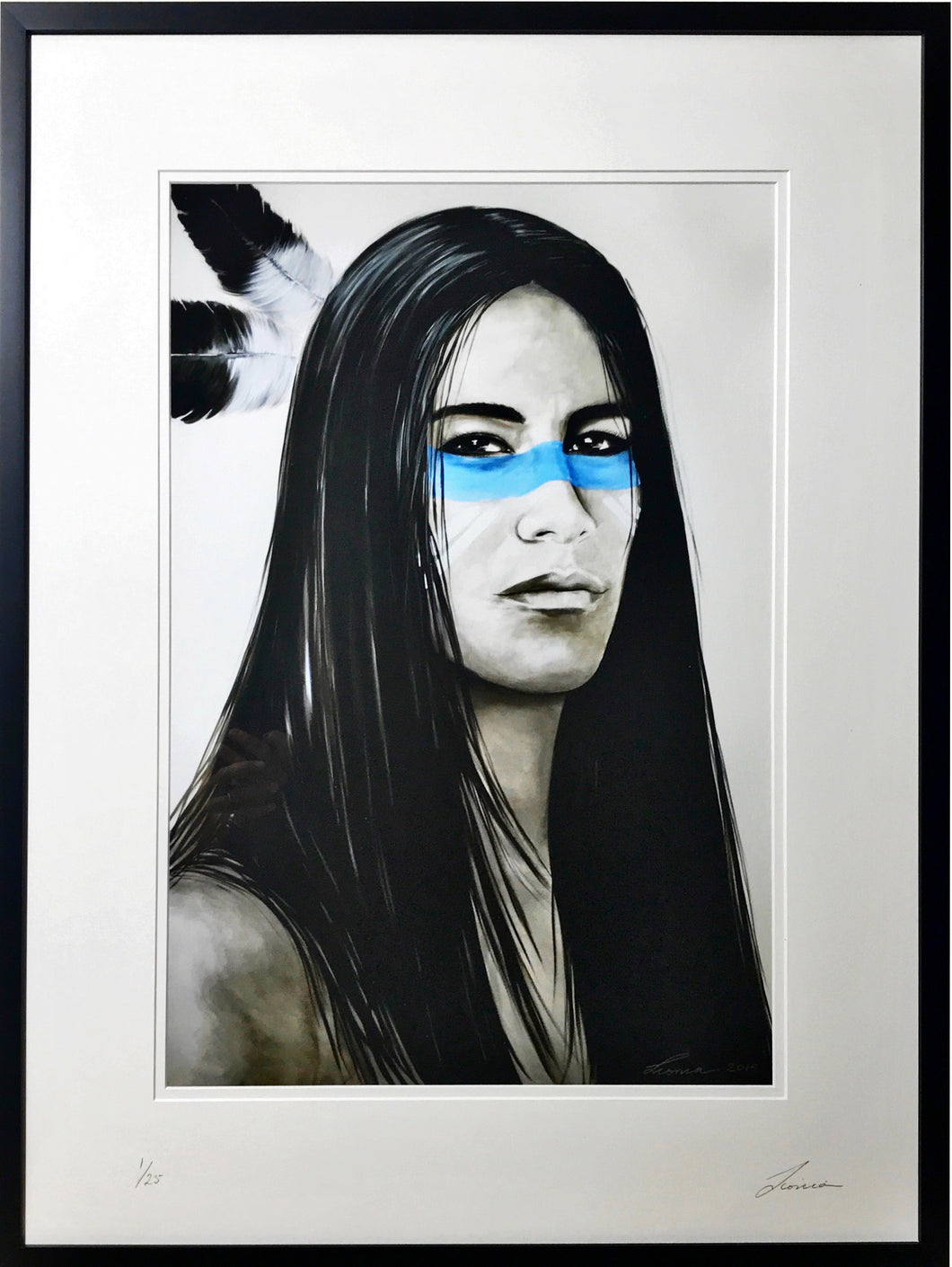 Native Blue - American Indian Portrait. Limited edition art Print - framed or unframed