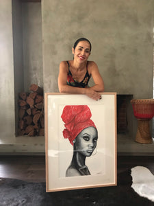Angola Red - African woman Portrait art Print - available framed and unframed