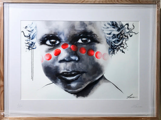 Red Heart. Aboriginal child. Ltd Edition Print - framed / unframed