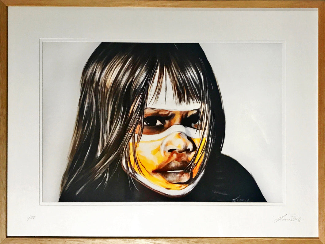Dreamtime Girl - Australian aboriginal child portrait. Limited Edition Print - framed or unframed