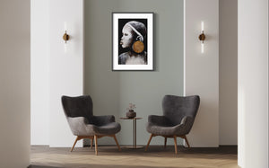 African Gold. Portrait art with gold. Limited Ed Print - framed or unframed