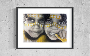 Ochre Boys - Australia Aboriginal portrait art. Ltd Ed prints: Framed or Unframed