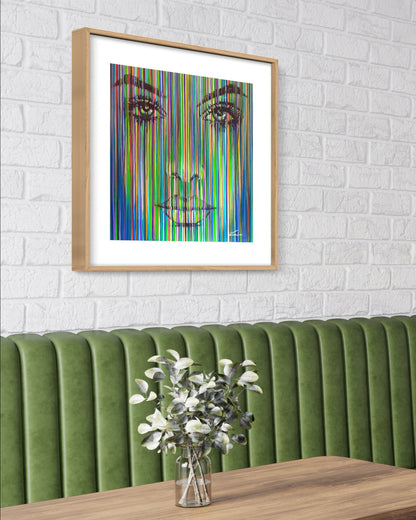 Parallel Lives. Colour stripes portrait. Limited Edition print