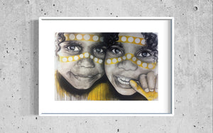 Ochre Boys - Australia Aboriginal portrait art. Ltd Ed prints: Framed or Unframed