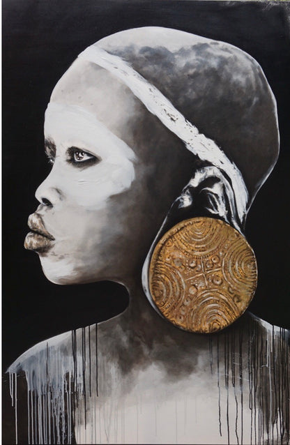 African Gold. Portrait art with gold. Limited Edition