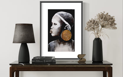 African Gold. Portrait art with gold. Limited Edition