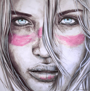 Lucky Country (Pink Zinc) - Aussie Girl portrait Art Print - Pink