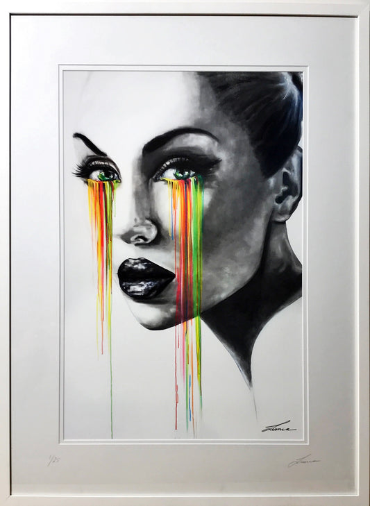 Tears of Joy - Portrait of woman with colour. Limited Edition Print, framed or unframed