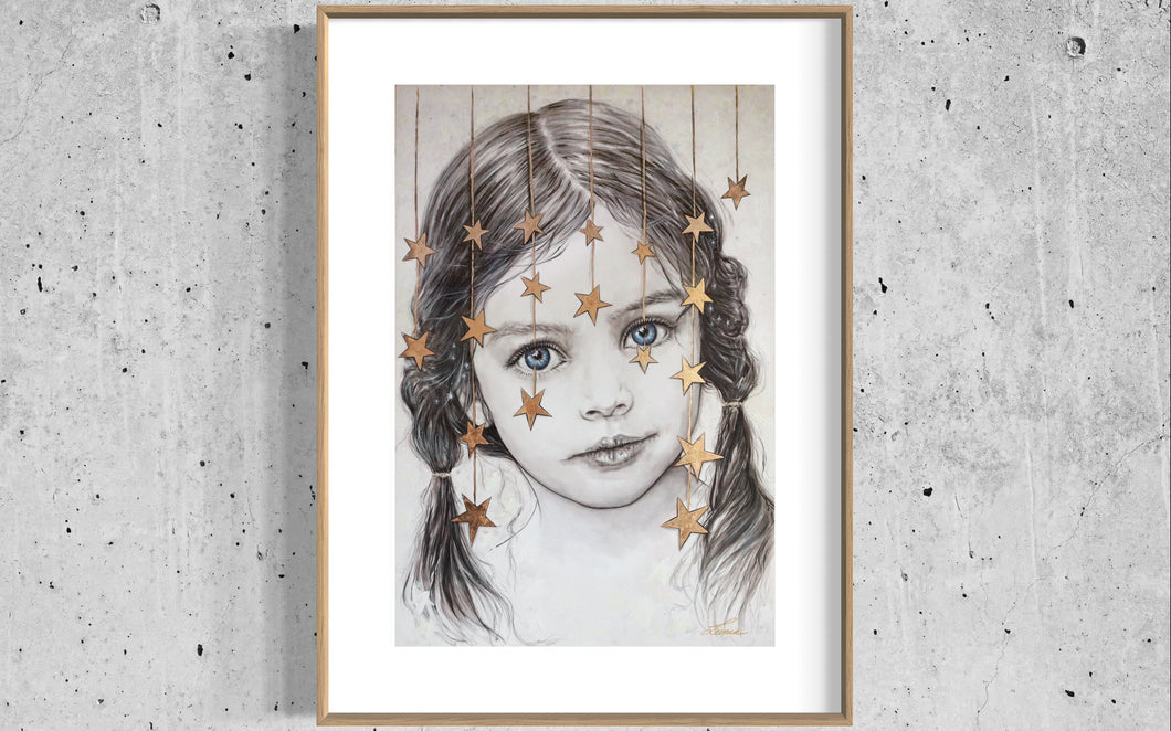 Little Dreamer - little girl portrait. Limited Edition giclee' print - framed or unframed