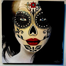 Forever - Large scale portrait of a girl with dramatic red, white and black sugar skull face-paint, inspired by the Mexican Dia-de-los-muertos (Day of the dead).