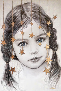 Little Dreamer - little girl portrait. Limited Edition giclee' print - framed or unframed