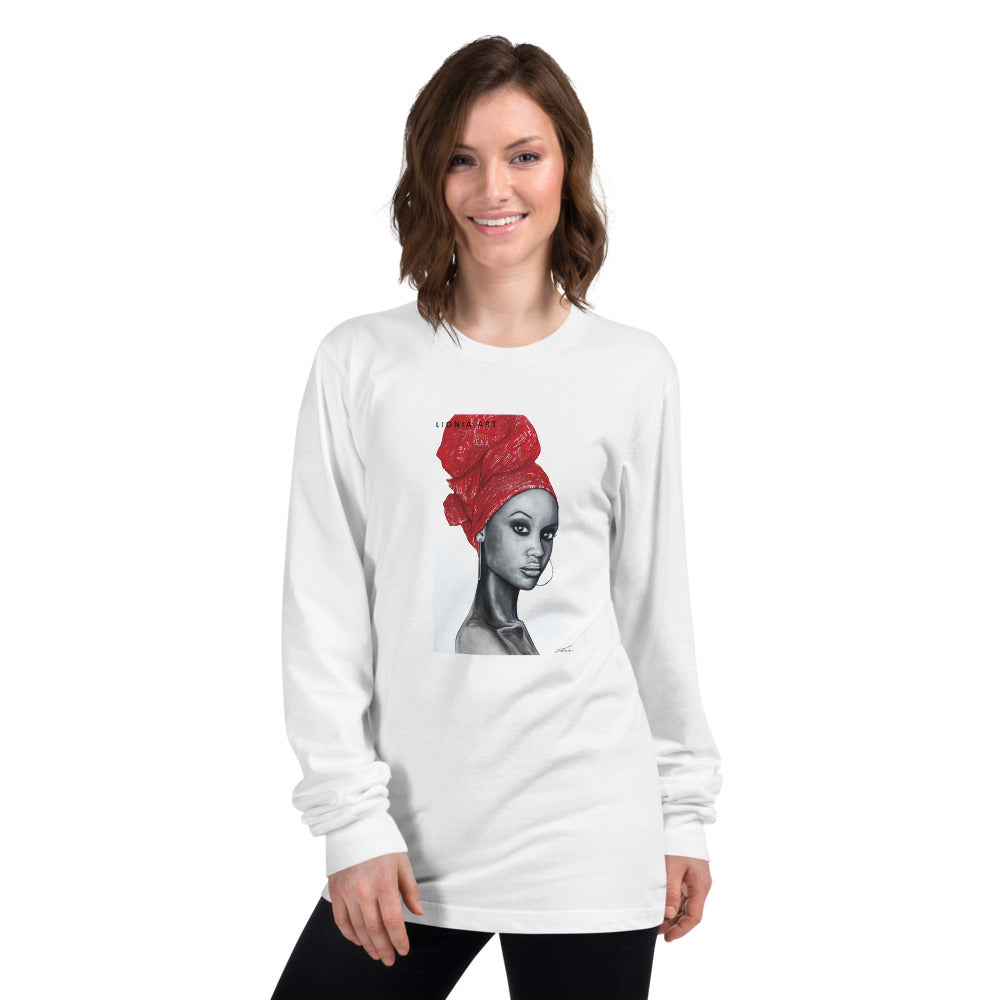 African Pride Red art by Lionia Long sleeve t-shirt